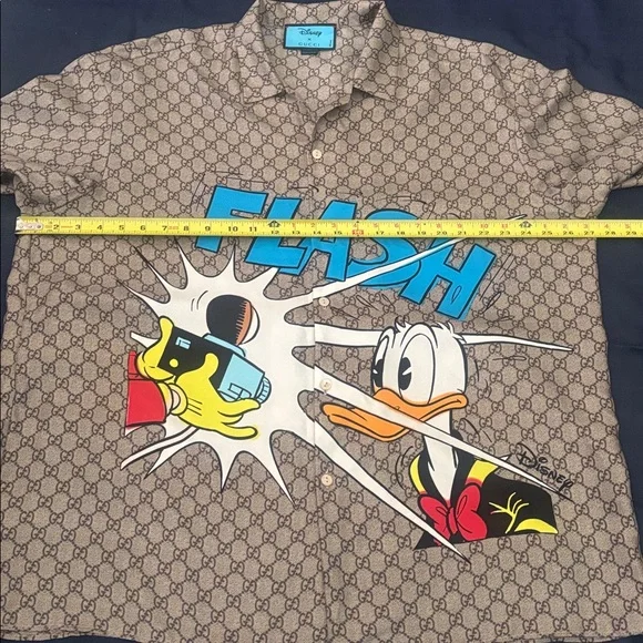 Gucci Brown and Blue Donald Duck Graphic Shirt - Picture 4 of 9